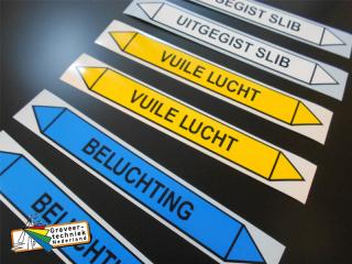 Leidingstickers in allerlei kleuren en afmetingen